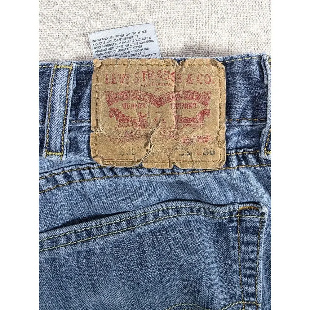 Levis 505 Slim Fit Jeans Mens 38x30 Light Wash Blue Denim Pants